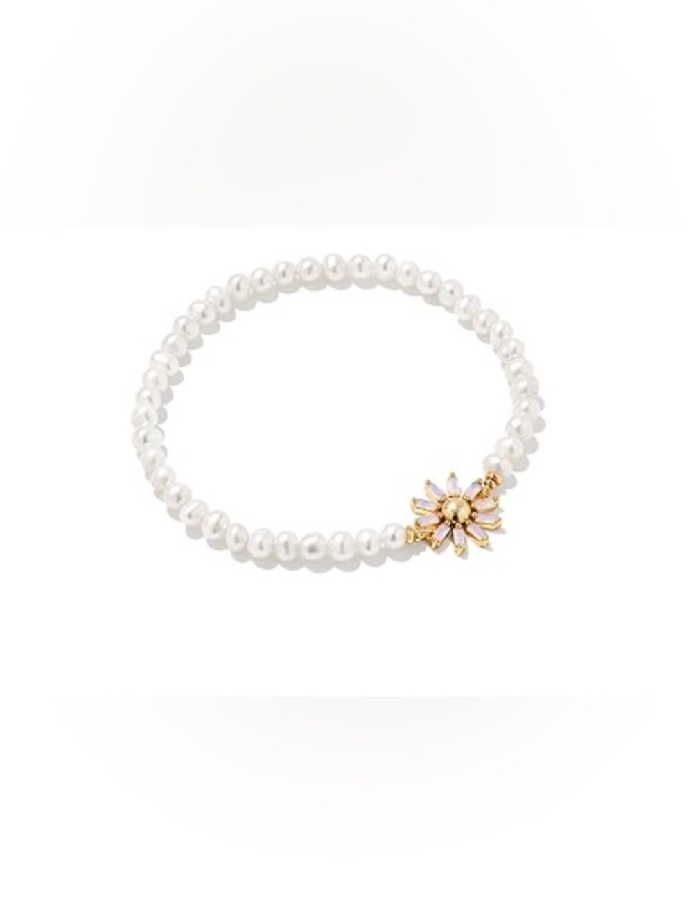 NWT Kendra Scott Madison Daisy Pearl Stretch Bracelet Gold Pink Opal Crystal